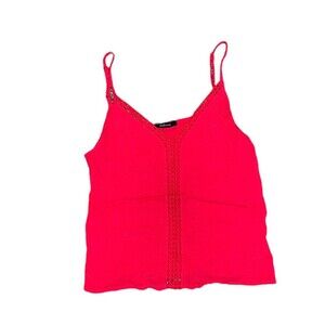 Women’s ambiance apparel red v-neck tank top with cutouts summer casual